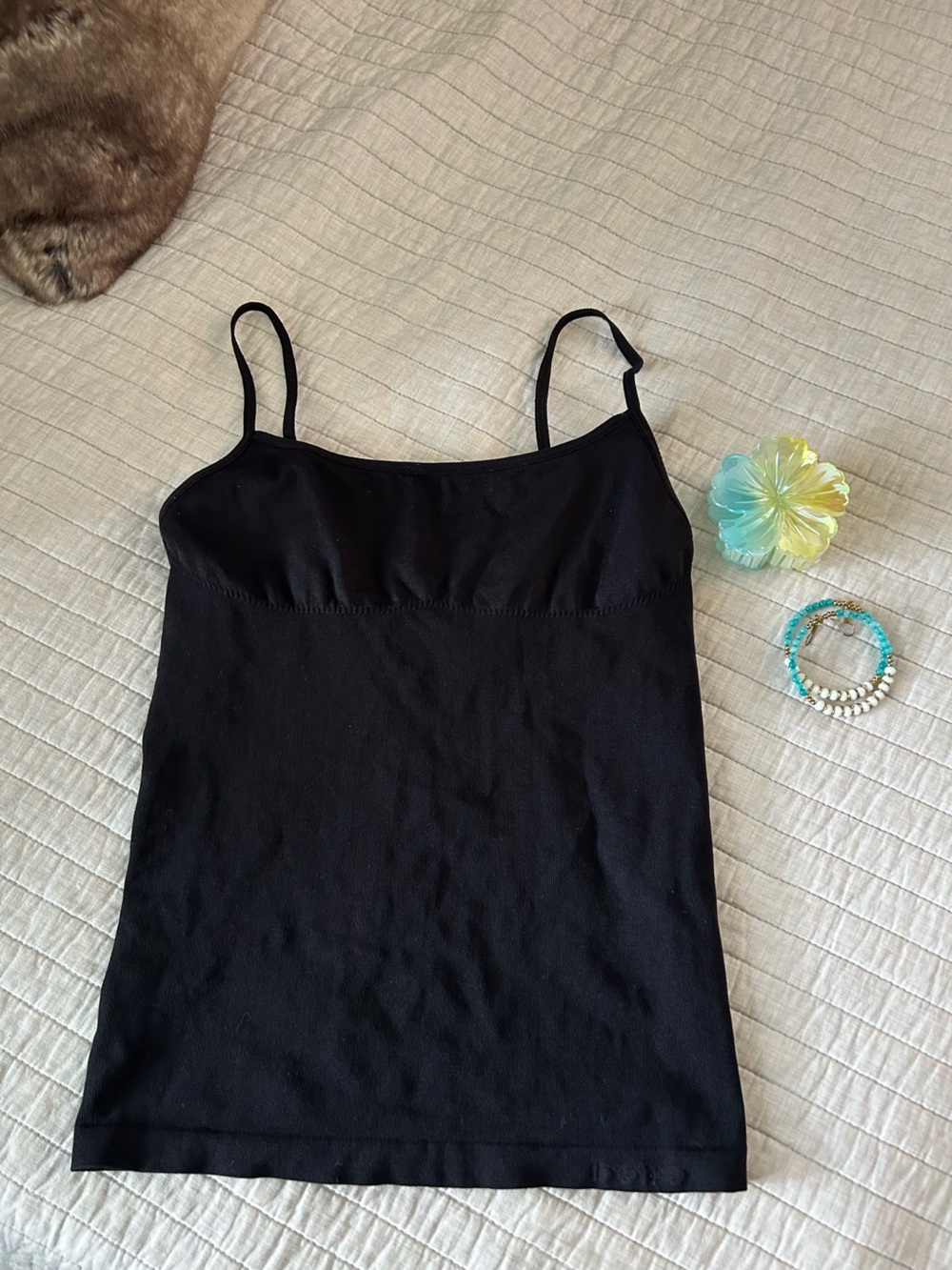 Bebe Vtg Y2K black built in bra cami tank top M L USA made
